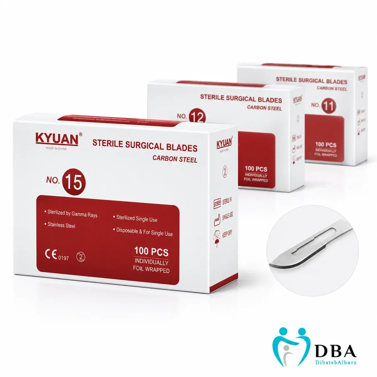 تیغ جراحی بیستوری کایان KYUAN سایز 11 12 و 15